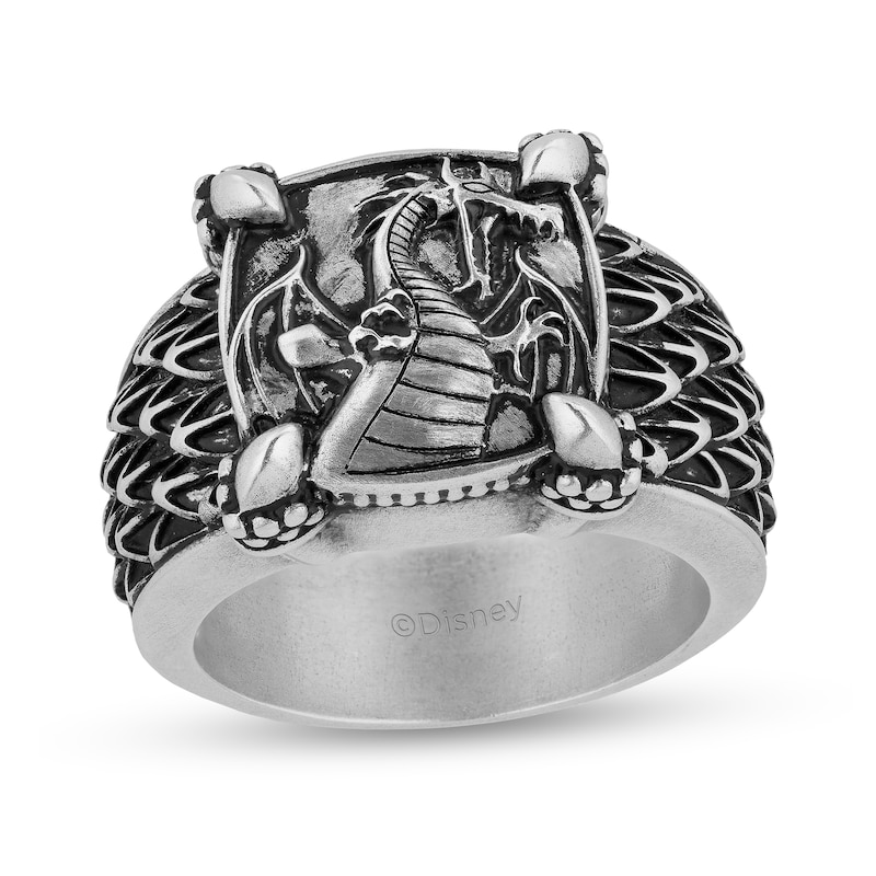 Enchanted Disney Men's Oxidized Dragon and Scales Ring in Sterling Silver - Size 10|Peoples Jewellers