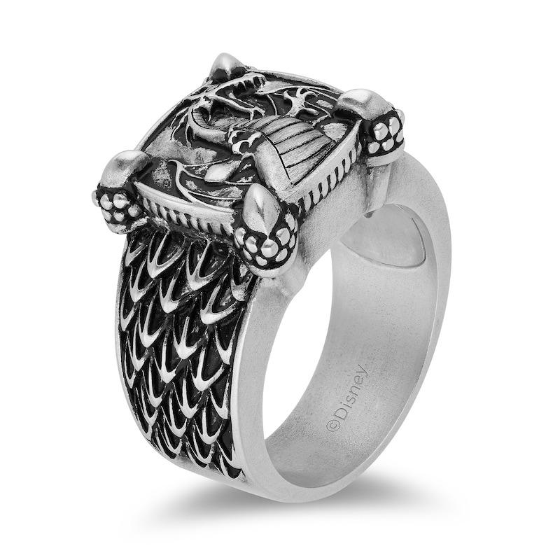 Main Image 2 of Enchanted Disney Men's Oxidized Dragon and Scales Ring in Sterling Silver - Size 10