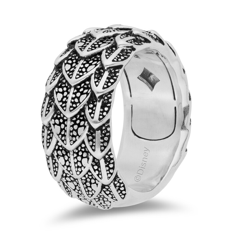 Main Image 2 of Enchanted Disney Men's Oxidized Layered Dragon Scales Ring in Sterling Silver - Size 10
