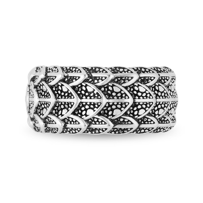 Enchanted Disney Men's Oxidized Layered Dragon Scales Ring in Sterling Silver - Size 10