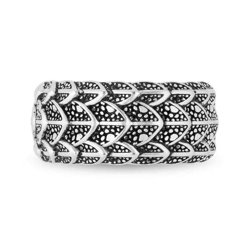 Main Image 3 of Enchanted Disney Men's Oxidized Layered Dragon Scales Ring in Sterling Silver - Size 10
