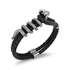 Thumbnail Image 2 of Enchanted Disney Men's Cobra Black Leather Bracelet in Sterling Silver - 8.5"
