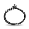Thumbnail Image 4 of Enchanted Disney Men's Cobra Black Leather Bracelet in Sterling Silver - 8.5"