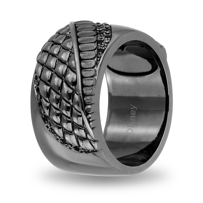 Enchanted Disney Men's 0.145 CT. T.W. Enhanced Black Diamond Snake Scales Ring in Sterling Silver with Black Rhodium