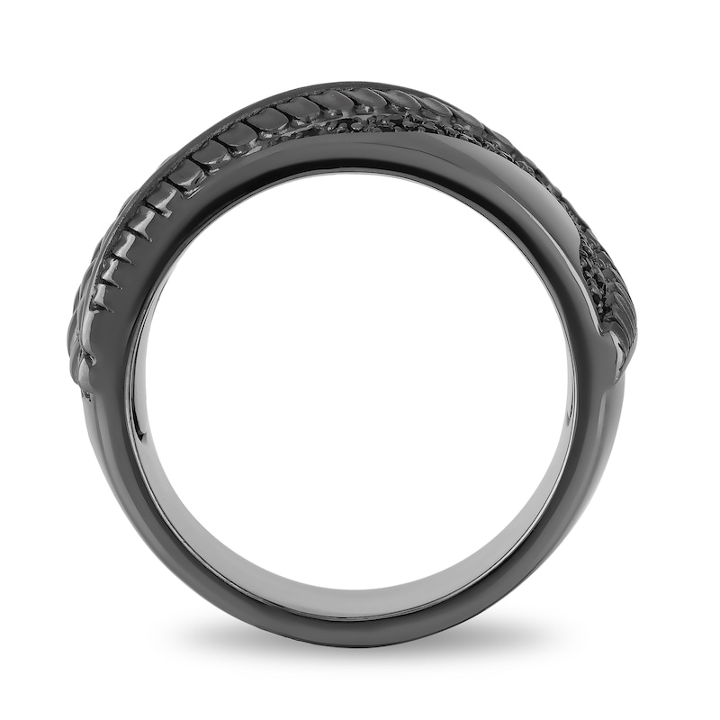 Enchanted Disney Men's 0.145 CT. T.W. Enhanced Black Diamond Snake Scales Ring in Sterling Silver with Black Rhodium