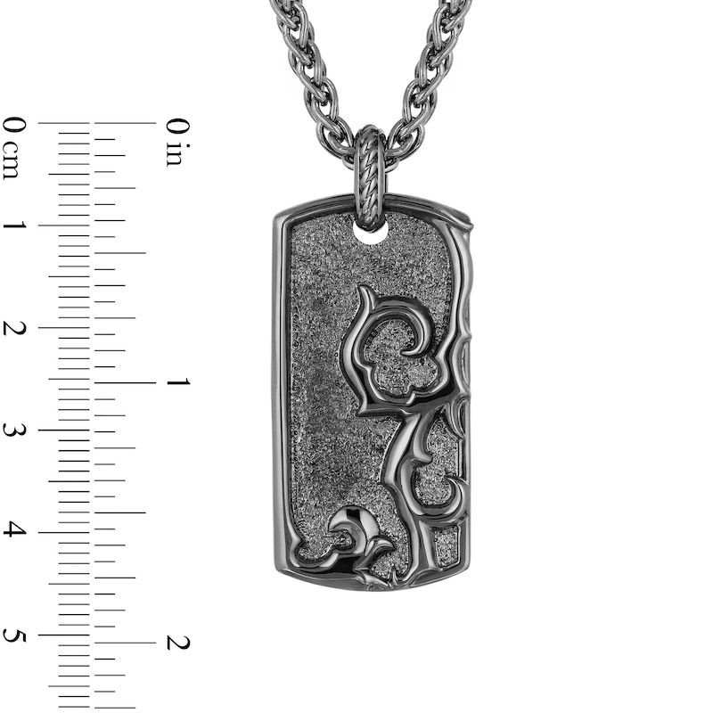 Enchanted Disney Men's Thorns Dog Tag Pendant in Sterling Silver with Black Rhodium - 22"
