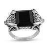 Thumbnail Image 0 of Enchanted Disney Men's Emerald-Cut Onyx Cobra Shank Ring in Sterling Silver - Size 10