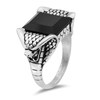 Enchanted Disney Men's Emerald-Cut Onyx Cobra Shank Ring in Sterling Silver - Size 10