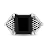 Enchanted Disney Men's Emerald-Cut Onyx Cobra Shank Ring in Sterling Silver - Size 10