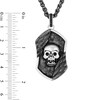 Enchanted Disney Men's 0.065 CT. T.W. Enhanced Black Diamond Oxidized Skull and Wings Pendant in Sterling Silver - 22"