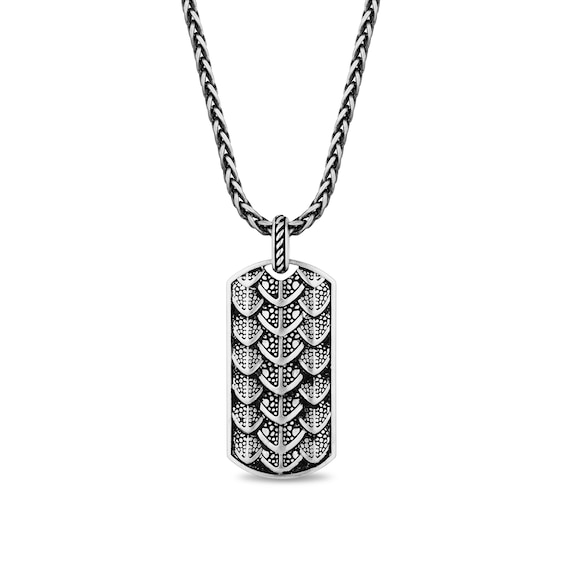 Enchanted Disney Men's Dragon Scale Dog Tag Pendant in Sterling Silver - 22"