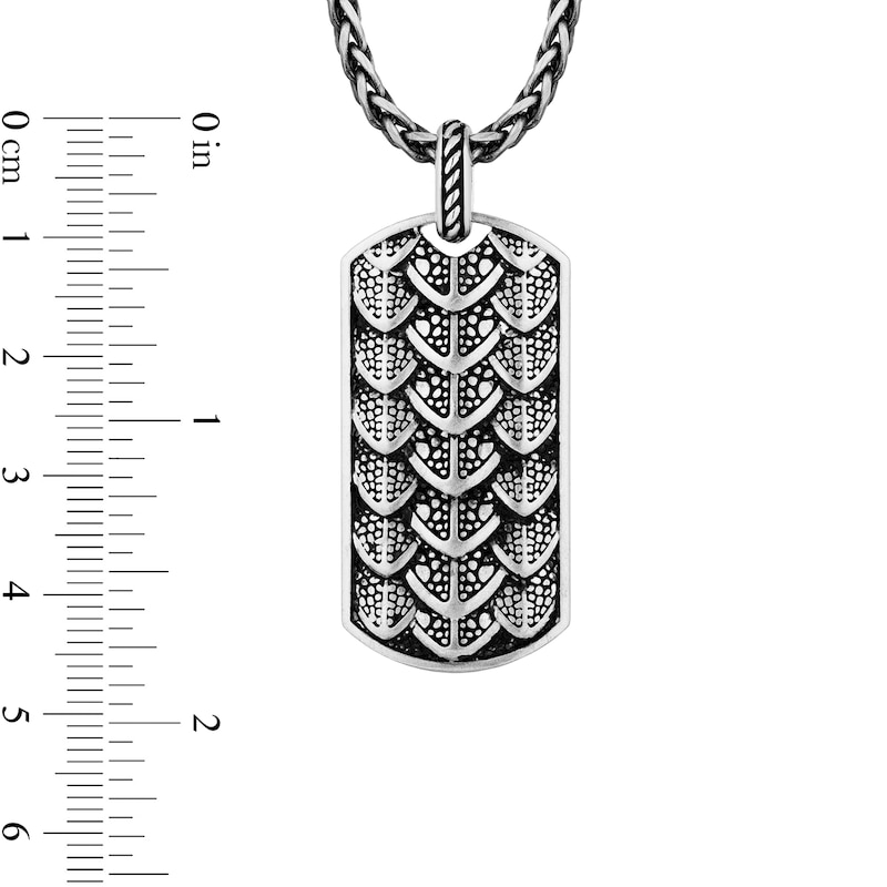 Main Image 2 of Enchanted Disney Men's Dragon Scale Dog Tag Pendant in Sterling Silver - 22"