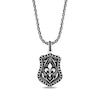 Enchanted Disney Men's 0.065 CT. T.W. Enhanced Black Diamond Fluer-de-Lis Shield Pendant in Sterling Silver - 22"
