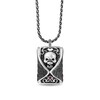 Thumbnail Image 1 of Enchanted Disney Men's Ruby and 0.115 CT. T.W. Enhanced Black Diamond Skull Dog Tag Pendant in Sterling Silver - 22"