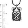 Thumbnail Image 2 of Enchanted Disney Men's Ruby and 0.115 CT. T.W. Enhanced Black Diamond Skull Dog Tag Pendant in Sterling Silver - 22"
