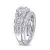 Thumbnail Image 3 of 0.32 CT. T.W. Diamond Cushion Frame Scallop Edge Vintage-Style Bridal Set in Sterling Silver