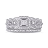 Thumbnail Image 4 of 0.32 CT. T.W. Diamond Cushion Frame Scallop Edge Vintage-Style Bridal Set in Sterling Silver