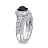Thumbnail Image 3 of 1.10 CT. T.W. Cushion-Shaped Enhanced Black and White Diamond Frame Vintage-Style Bridal Set in 10K White Gold