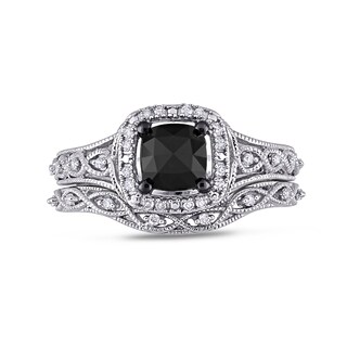 Cushion-Shaped Enhanced Black and White Diamond