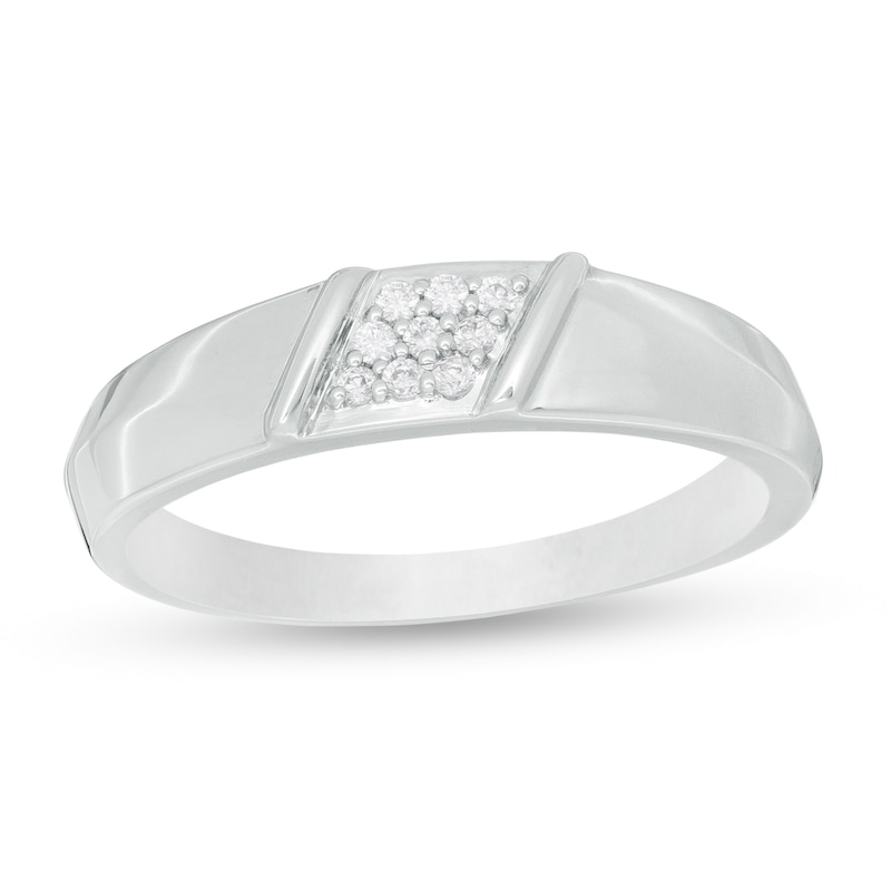 Men's 0.065 CT. T.W. Composite Diamond Wedding Band in 10K White Gold|Peoples Jewellers