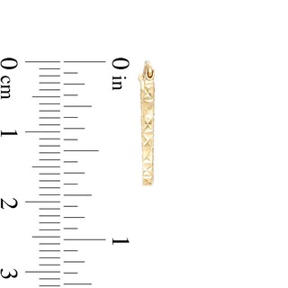 16.0mm Diamond-Cut Square Tube Oval Hoop Earrings in 14K Gold