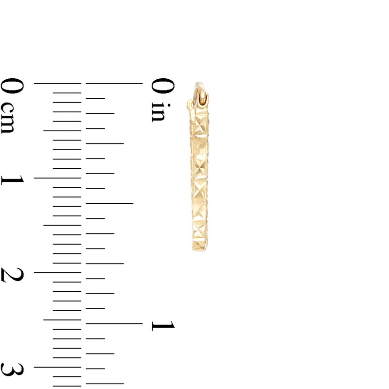 Main Image 3 of 16.0mm Diamond-Cut Square Tube Oval Hoop Earrings in 14K Gold