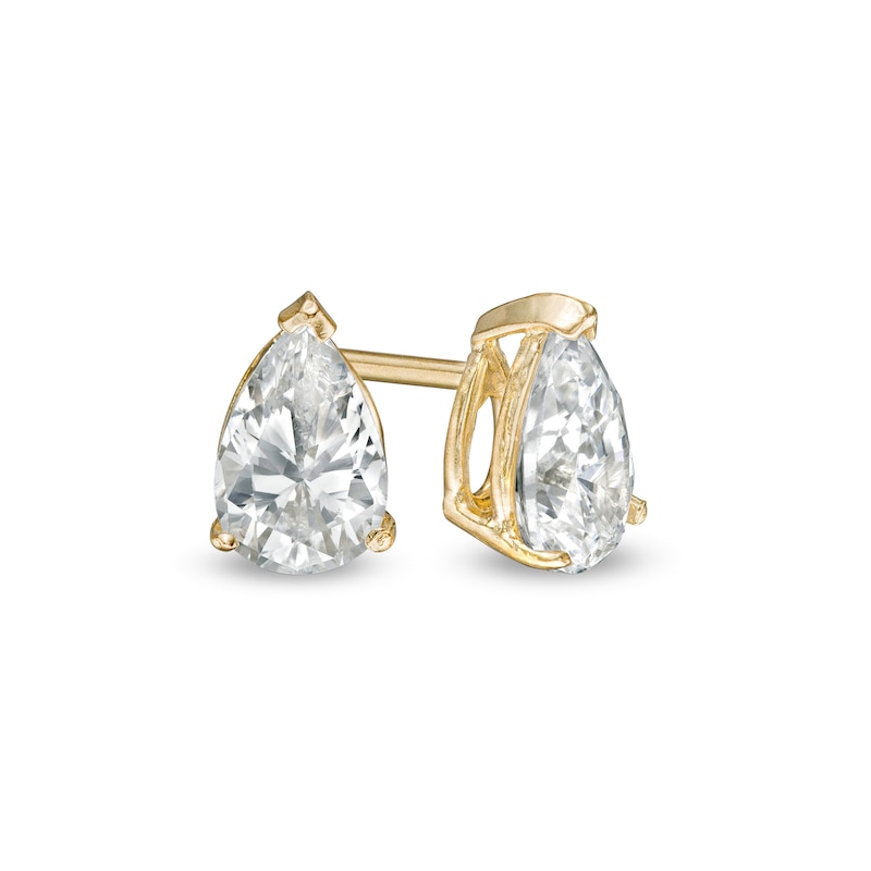 Main Image 1 of Pear-Shaped Cubic Zirconia Stud Earrings in 14K Gold