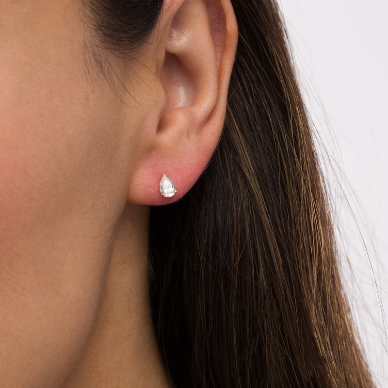Main Image 2 of Pear-Shaped Cubic Zirconia Stud Earrings in 14K Gold