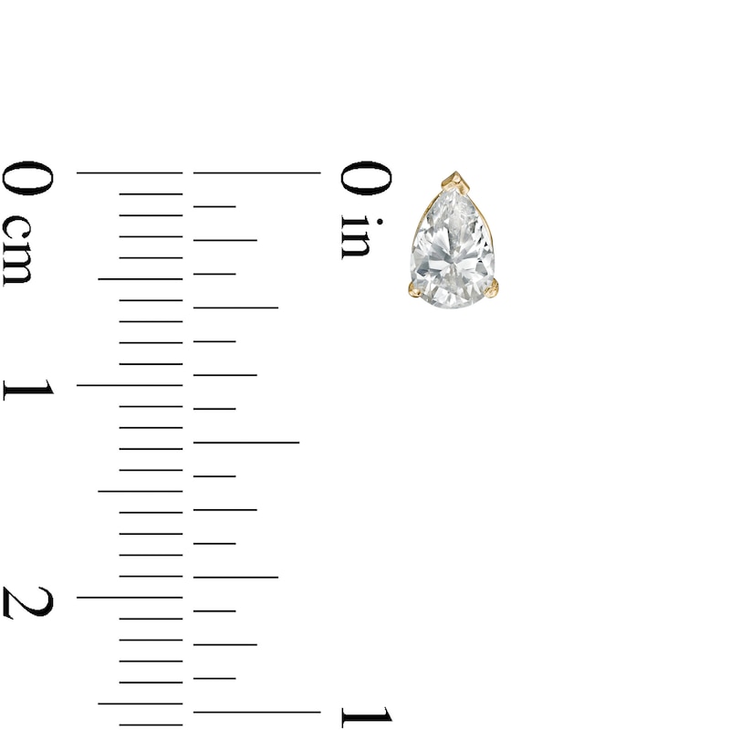 Main Image 3 of Pear-Shaped Cubic Zirconia Stud Earrings in 14K Gold