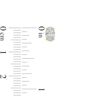 Oval Cubic Zirconia Solitaire Stud Earrings in 14K Gold