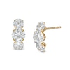 Thumbnail Image 1 of Cubic Zirconia Three Stone Curved Drop Earrings in 14K Gold