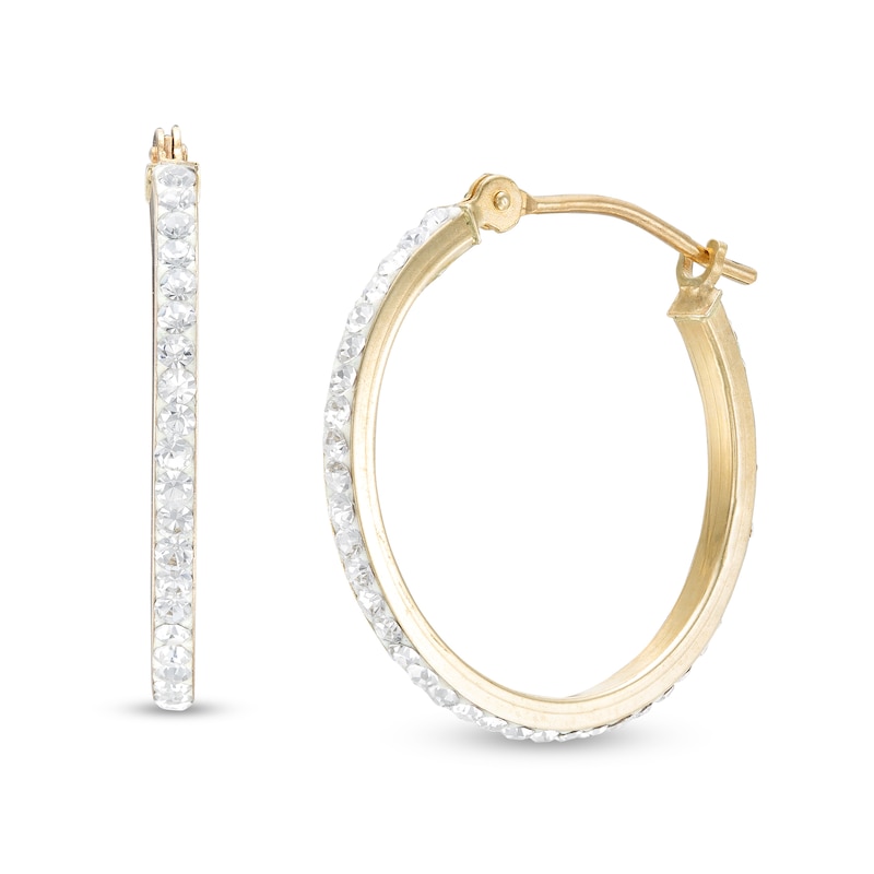 Crystal Hoop Earrings in 14K Gold