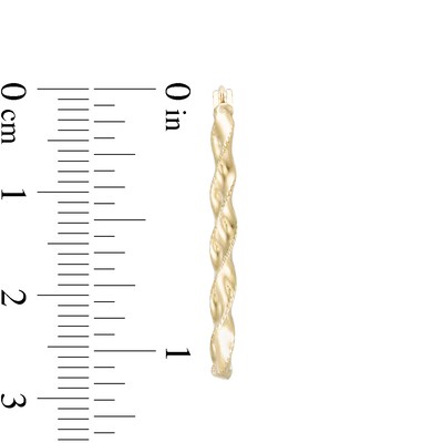 30.5mm Twisted Oval Hoop Earrings in 14K Gold