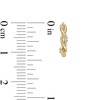 Thumbnail Image 3 of Cubic Zirconia Three Stone Twisted Loose Braid Huggie Hoop Earrings in 14K Gold