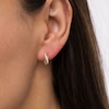 Thumbnail Image 2 of Cubic Zirconia Double Swirl Ribbon Infinity J-Hoop Earrings in 14K Gold