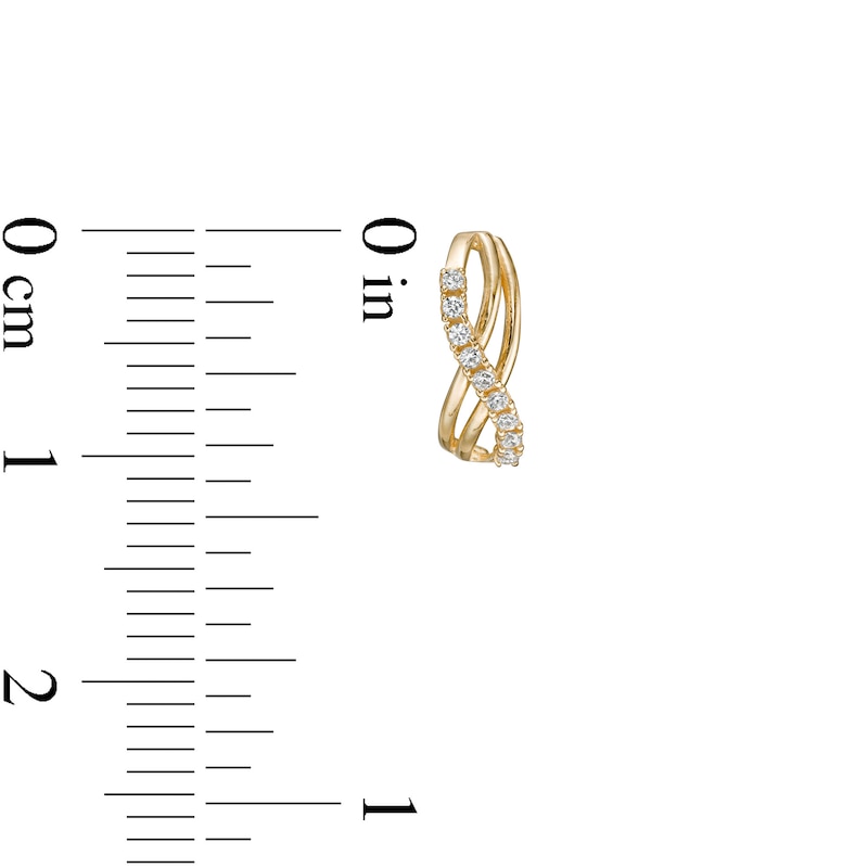 Main Image 3 of Cubic Zirconia Double Swirl Ribbon Infinity J-Hoop Earrings in 14K Gold