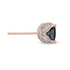 Thumbnail Image 3 of 6.0mm Cushion-Cut London Blue Topaz and Diamond Accent Stud Earrings in 10K Rose Gold
