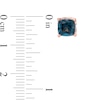 Thumbnail Image 4 of 6.0mm Cushion-Cut London Blue Topaz and Diamond Accent Stud Earrings in 10K Rose Gold