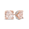 Thumbnail Image 1 of 6.0mm Cushion-Cut Morganite and Diamond Accent Stud Earrings in 10K Rose Gold