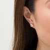 Thumbnail Image 2 of 6.0mm Cushion-Cut Morganite and Diamond Accent Stud Earrings in 10K Rose Gold