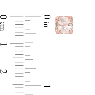 6.0mm Cushion-Cut Morganite and Diamond Accent Stud Earrings in 10K Rose Gold