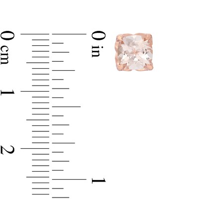 6.0mm Cushion-Cut Morganite and Diamond Accent Stud Earrings in 10K Rose Gold