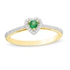 Thumbnail Image 0 of Emerald and 0.12 CT. T.W. Diamond Heart Frame Ring in 10K Gold