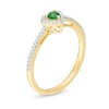 Thumbnail Image 2 of Emerald and 0.12 CT. T.W. Diamond Heart Frame Ring in 10K Gold