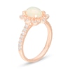 Thumbnail Image 2 of Oval Opal and 0.33 CT. T.W. Diamond Flower Frame Ring in 10K Rose Gold