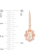 Thumbnail Image 3 of Oval Morganite and 0.15 CT. T.W. Diamond Floral Drop Earrings in 10K Rose Gold