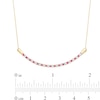 Thumbnail Image 3 of Alternating Ruby and 0.13 CT. T.W. Diamond Curved Bar Necklace in 10K Gold