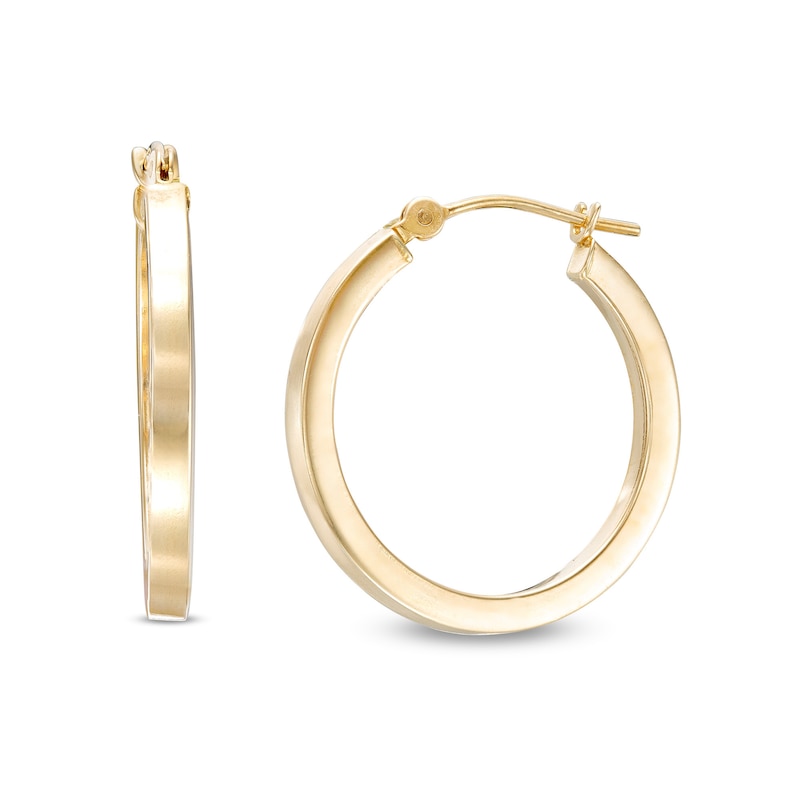 20.0mm Square Tube Hoop Earrings in 14K Gold|Peoples Jewellers