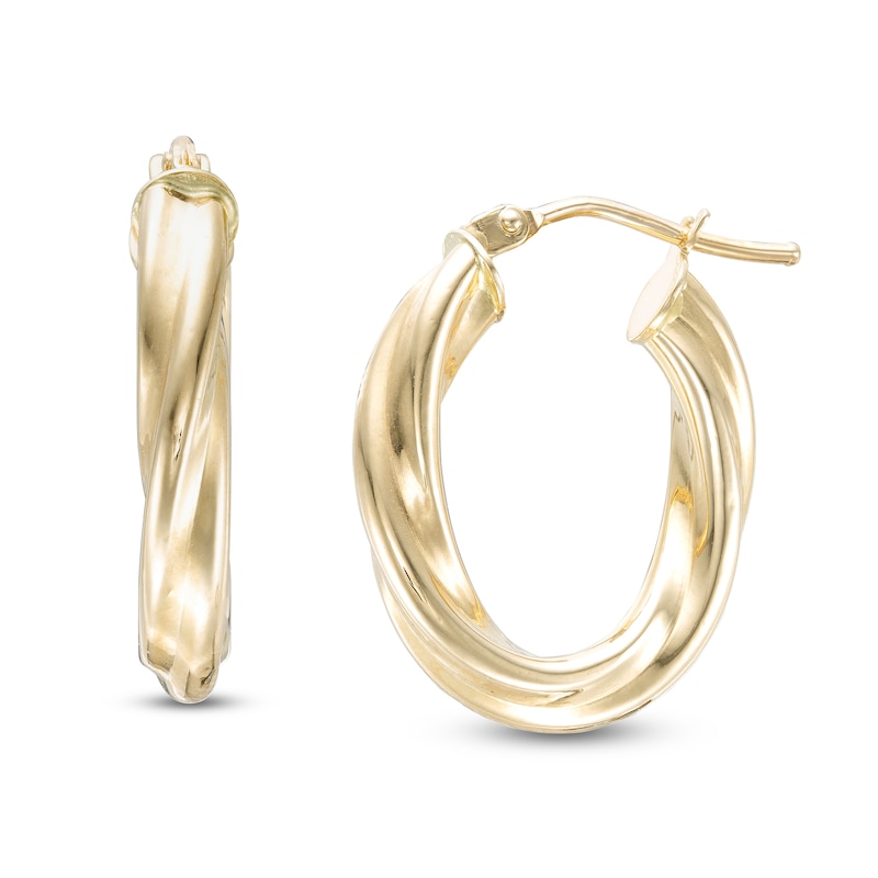 19.0mm Twisted Tube Hoop Earrings in 14K Gold|Peoples Jewellers