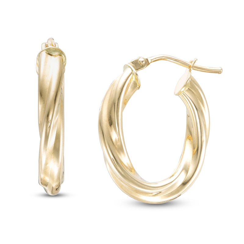 19.0mm Twisted Tube Hoop Earrings in 14K Gold